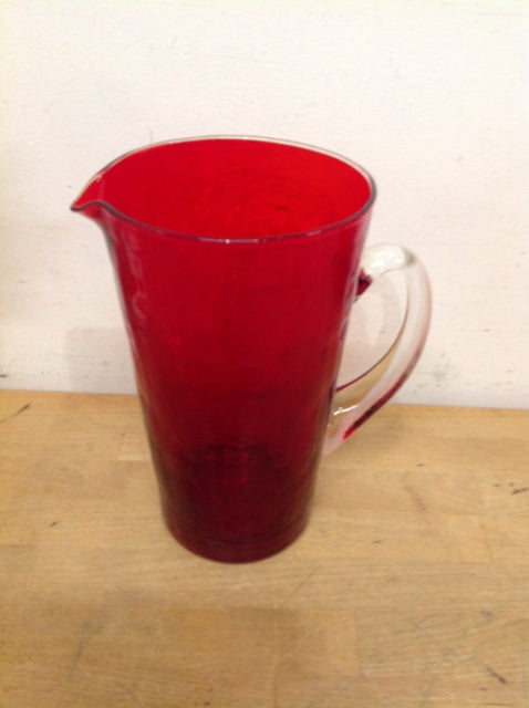 9" Red Glass Pitcher