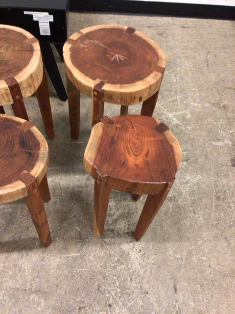 Pair Of Wood Log Nesting Tables