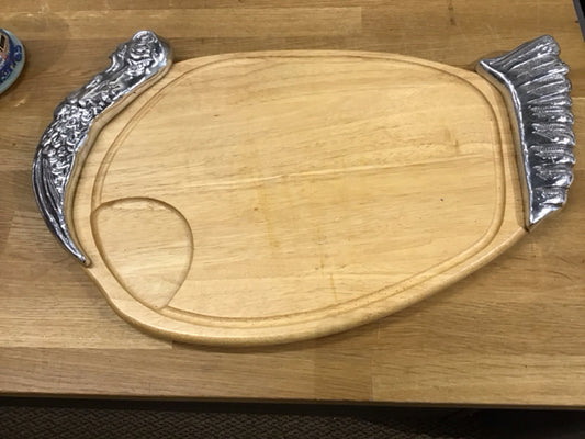 24"x17" Wood Silver Turkey Carving Board Tray