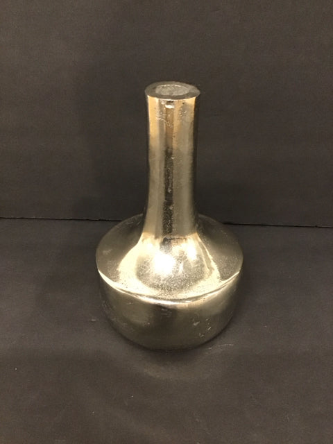 8" Silver Metal Weathered Vase w/Narrow Top