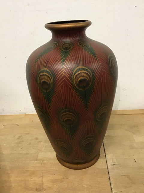 19" Raymond Waites Peacock Feather Vase