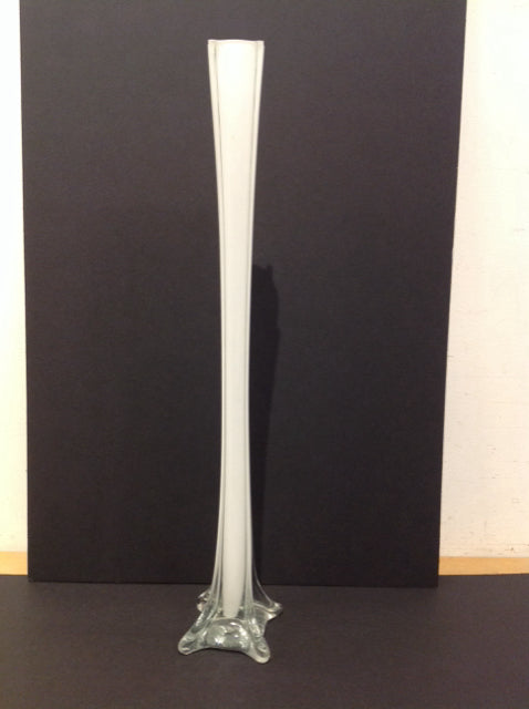 24" Art Deco White Glass Bud Vase