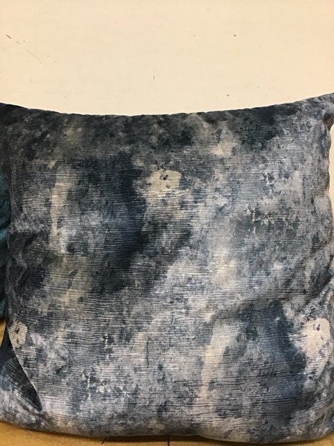 24" Watercolor Blue Chenille Pillow