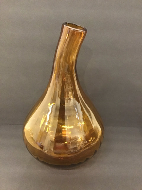 15" Amber Glass Vase
