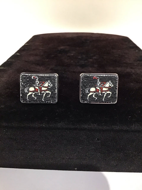 Silver Knight on Horse Cufflinks