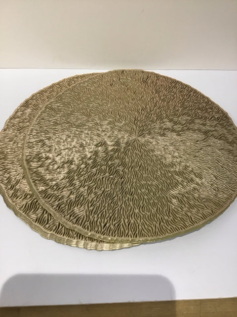 Set/12 Rd Gold Metallic Easy Care Placemats