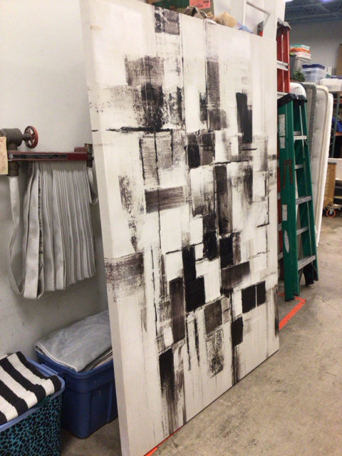 82 1/2" X 57" City Furniture Black & White Print On Canvas
