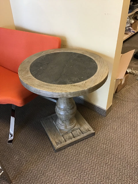 Rd Arhaus Rustic Wood Bluestone End Table