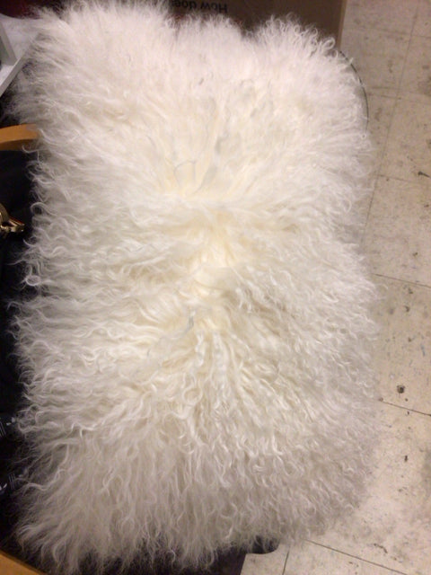 White Fur Lumbar Pillow