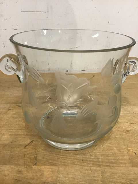 6.5" Floral Frosted Glass Chanpagne Bucket