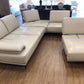 AS-IS Leather Beige 4 Pc Sectional (Discoloration/Scratches In Leather Cushions)