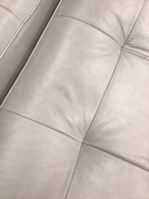 AS-IS Williams & Sanoma James Grey Leather Chair & Ottoman(Ottoman Discolor)