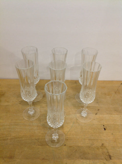 7 8.5" Longchamps Cristal d'Arques Champagne Flutes