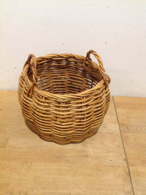 9" Round Wood Woven Basket