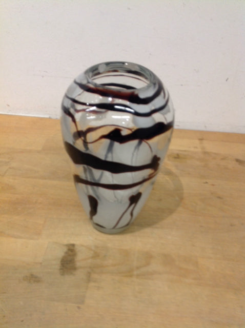 Vase- 9" White Plum Art Glass