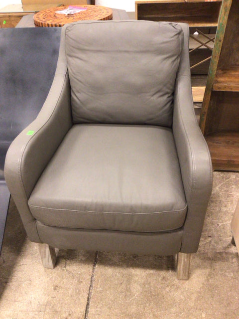 Grey Leather Arm Chair