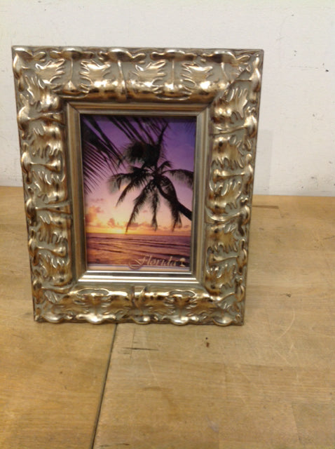 5x7 Wood Gold Tone Ornate Picture Frame