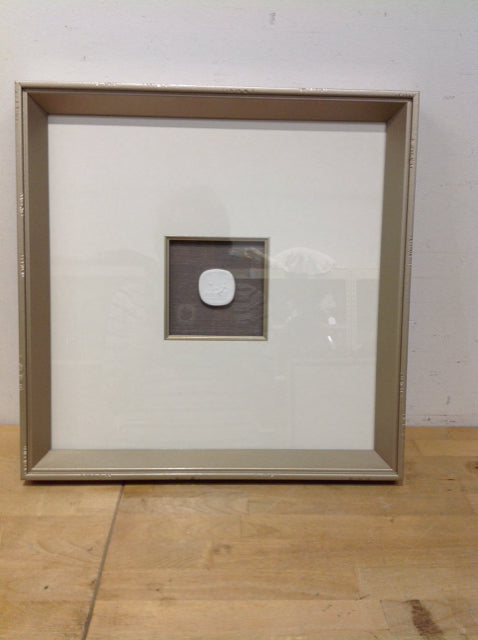 17.5" Sq Framed Plaster Intaglio on Canvas