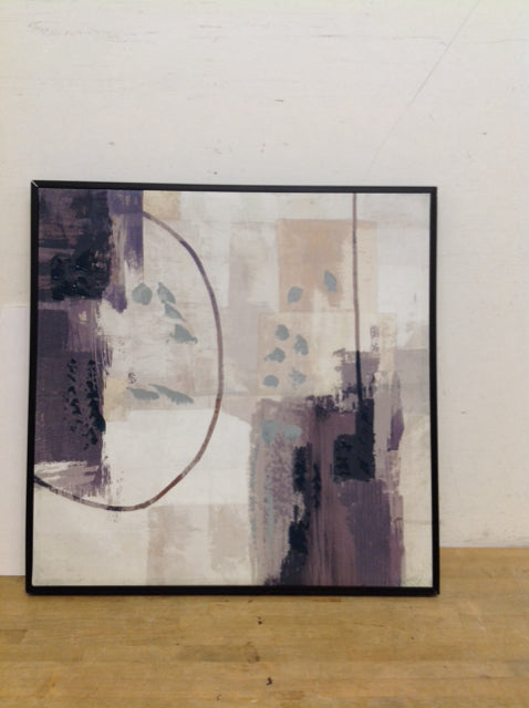 29" Sq Black/White Abstract  Mixed Media Canvas