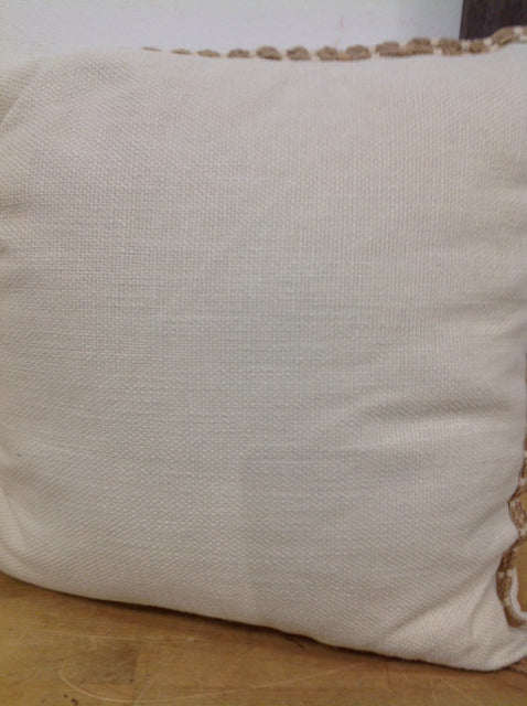 Pillow- 18" Cream Jute Trim