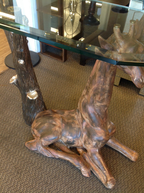 Console Table- Giraffe Branch W Glass Top