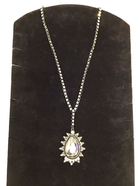 Black/Clear Rhinestone Pendant Necklace