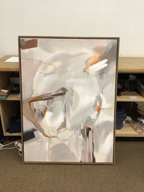 36x48 Framed YaSko Tan/Orange Abstract