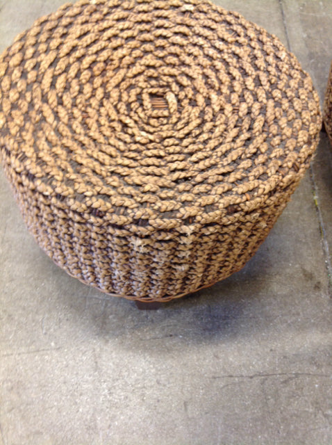 Ottoman- Wicker & Wood