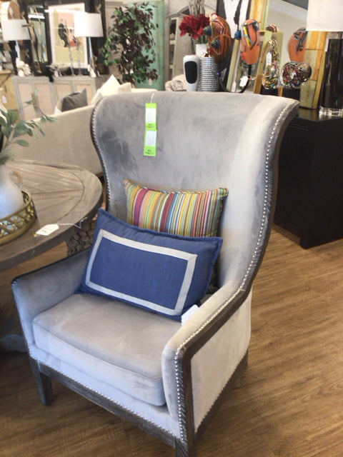 Four Hands Grey Upholstered Wing Chair
