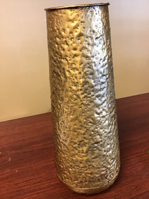 16" Gold Hammered Metal Vase