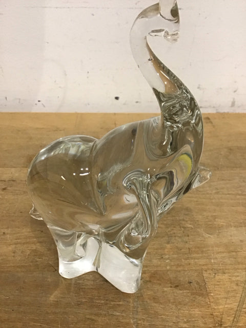 7.5" H Clear Art Glass Elephant