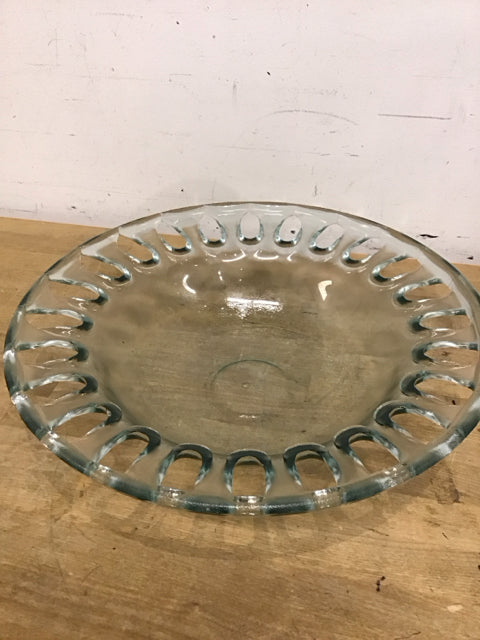 16" Art Deco Style Green Glass Bowl