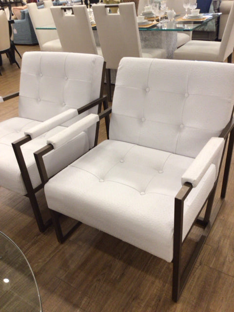 White Ostrich Embossed Vinyl Chair