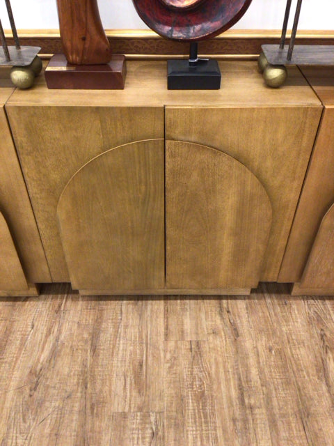 31.5" X 30.6" Nathan James Wood Mid-Century Arched Storage Cabinet Light Brown