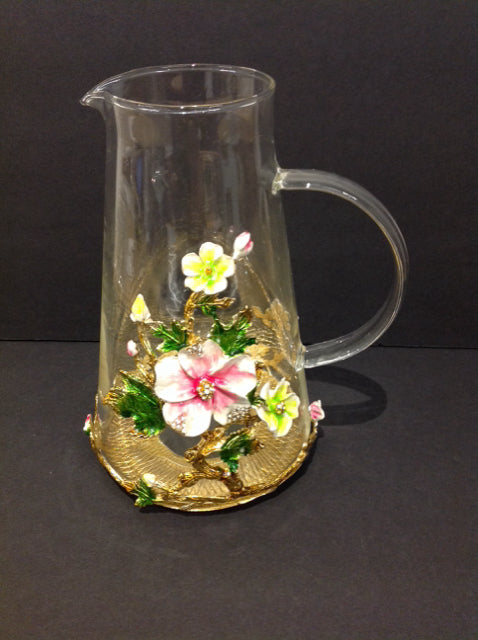 Jay Strongwater Style Clear Glass Pitcher