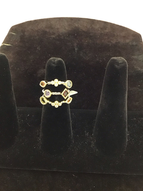 Yurman Style Silver Confetti Ring w/8 Stones