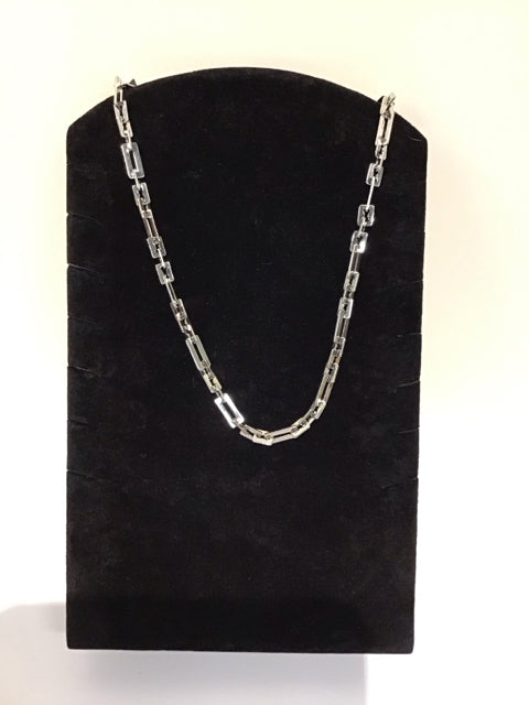 Silver Geometric Bar-Link Necklace