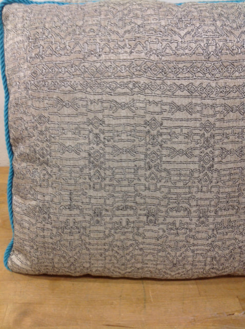 Pillow- 16" Grey & Aqua Print