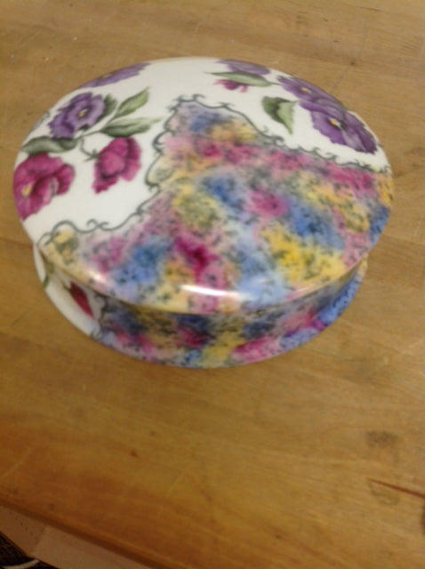 Bowl- 9" Signed Painted F Ceramic Floral