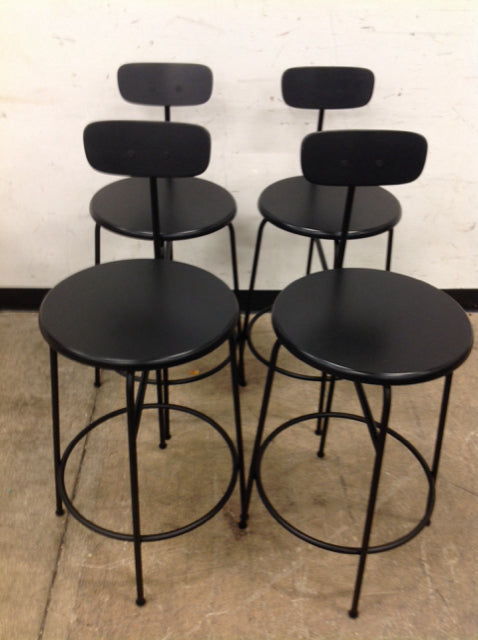 Set Of 4 Audo After Noon Black Wood Bar Stools