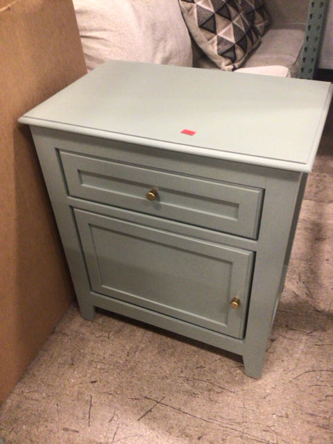 Green Wood One Drawer/One Door Nightstand