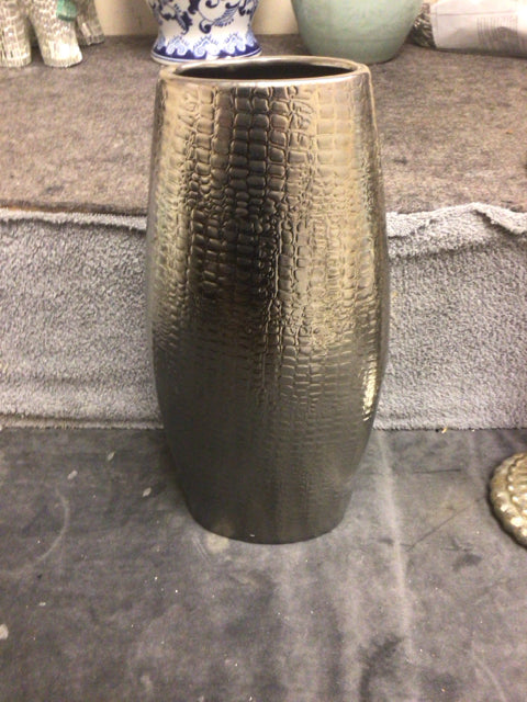 14" Silver Skin Textured Ceramic Vase