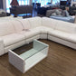 AS-IS Incanto Italian White Leather 4 PC Power Reclining Sectional