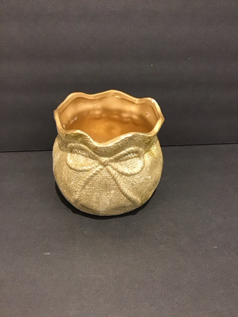 5" Ceramic Vase w/Gold Sparkles