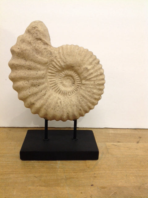 10" Faux Stone Shell Sculpture w/Base