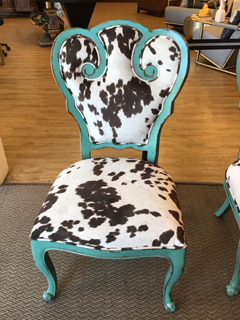 Uttermost Teal Accent Chair w/Cow Hide