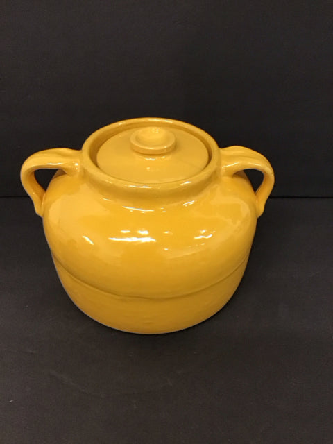 Mustard Yellow Ceramic Pot w/Handles