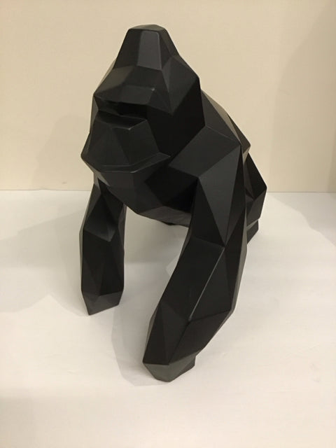 Black Resin Geometric Gorilla Sculpture