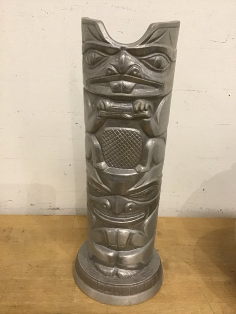 15.5" Silver Tiki Metal Statue