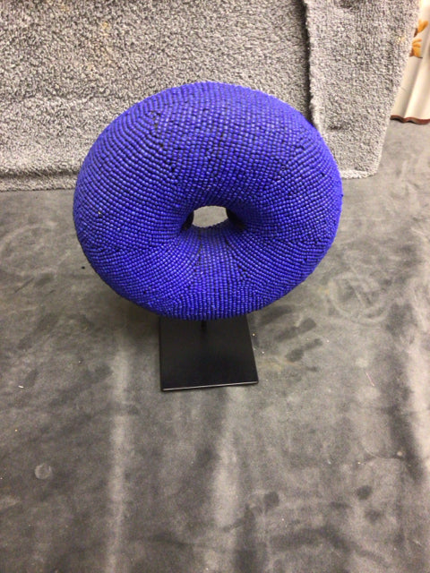 8" Bangcame Dark Blue Clay & Bead Bangle(Cameroon)